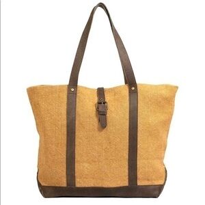 NWT Vintage Addiction almond Jute shoulder bag tote